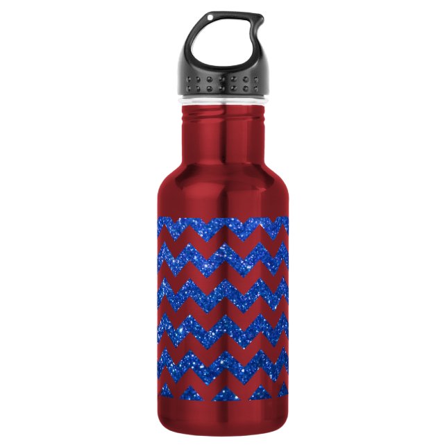 Glitter Chevron Blue 532 Ml Water Bottle (Front)