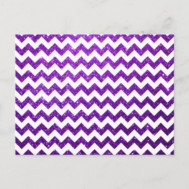 Glitter Chevron Purple Postcard (Front)