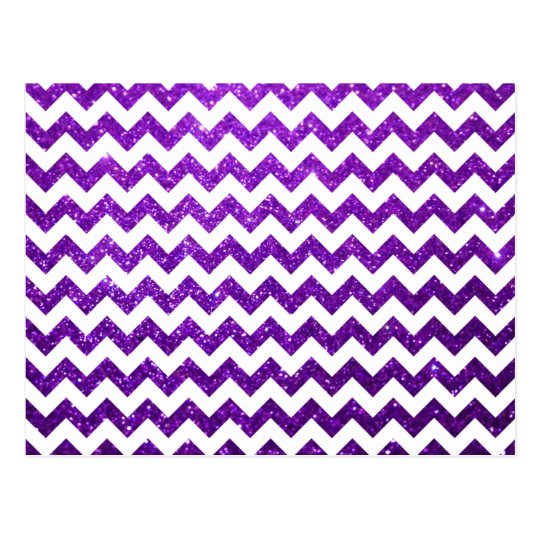 Glitter Chevron Purple Postcard
