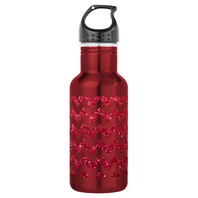 Glitter Chevron Red 532 Ml Water Bottle (Front)