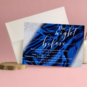 Glitter Chic Royal Blue The Night Before Rehearsal Invitation