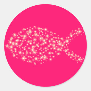 Glitter Christian Fish Symbol Classic Round Sticker