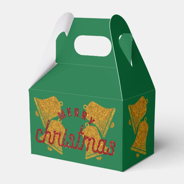 Glitter Christmas Bells Favor Box (Front Side)