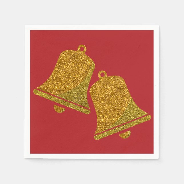 Glitter Christmas Bells Napkins (Front)