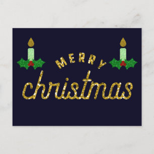 Glitter Christmas Candle Postcard