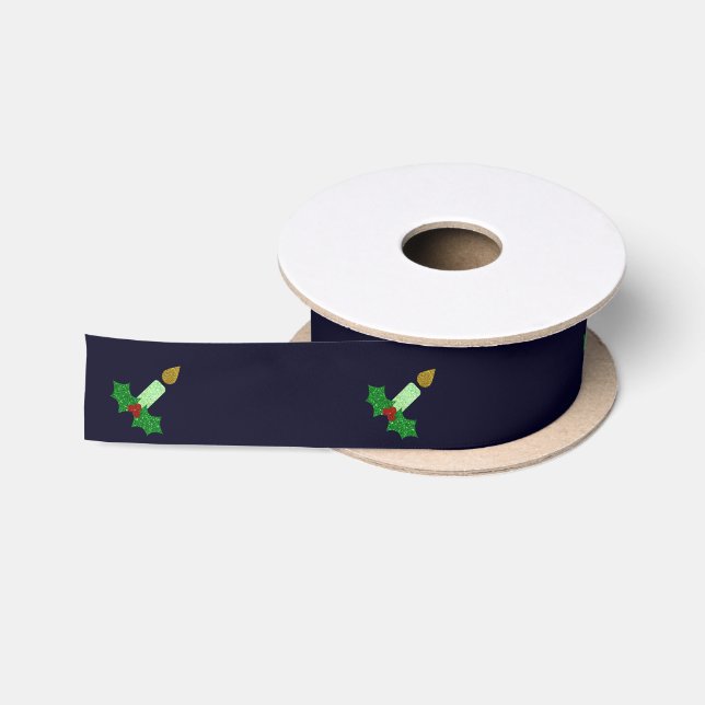 Glitter Christmas Candle Satin Ribbon (Spool)