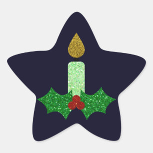 Glitter Christmas Candle Star Sticker