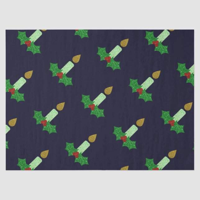 Glitter Christmas Candle Tissue Paper (Front)