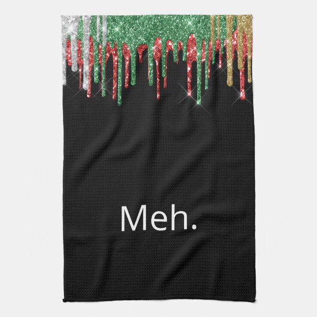Glitter Christmas Funny Kitchen Towel (Vertical)