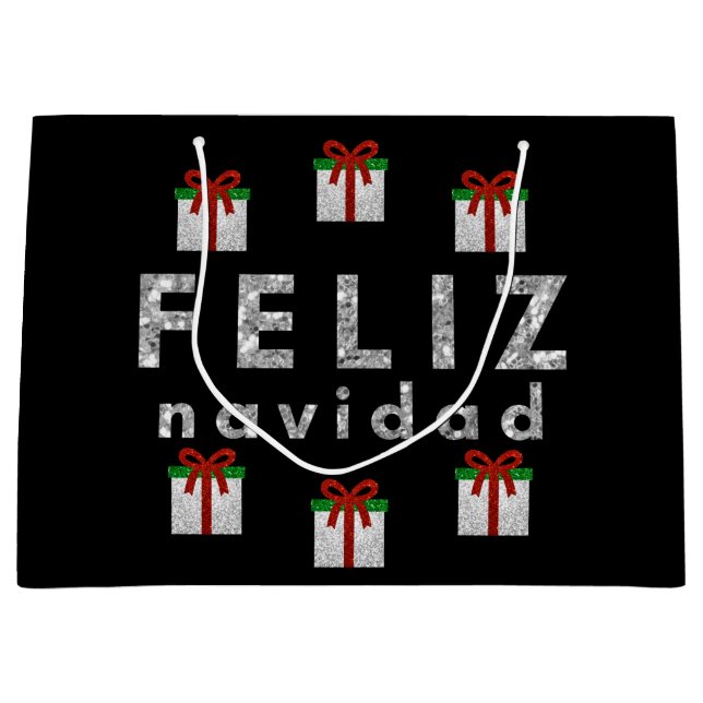 Glitter Christmas Gift Large Gift Bag (Front)