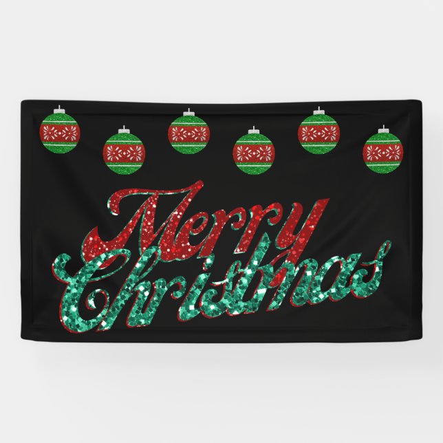 Glitter Christmas Ornament Banner (Horizontal)