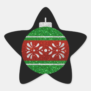Glitter Christmas Ornament Star Sticker