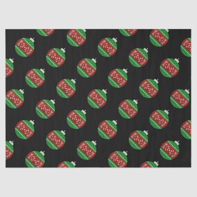 Glitter Christmas Ornament Tissue Paper (Front)