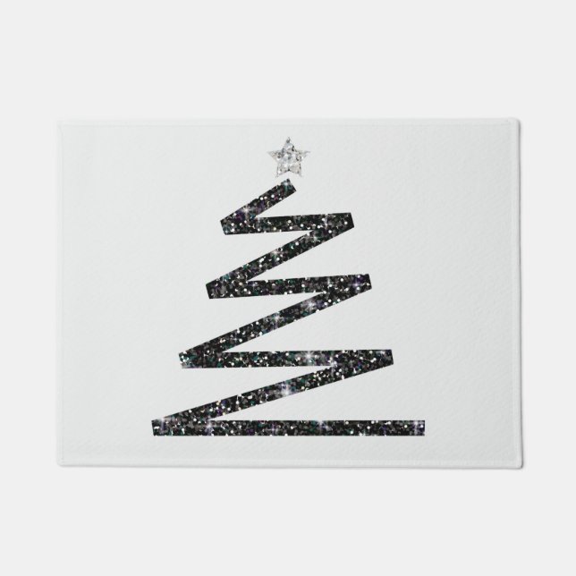 Glitter Christmas tree Doormat (Front)