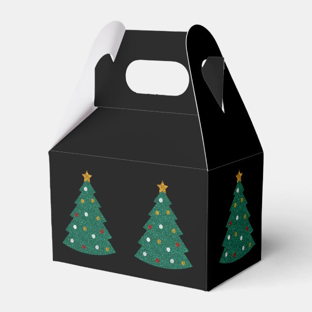 Glitter Christmas Tree Favor Box (Front Side)