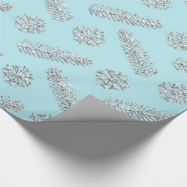  Glitter Christmas Tree Holidays Snowflakes Wrapping Paper (Corner)