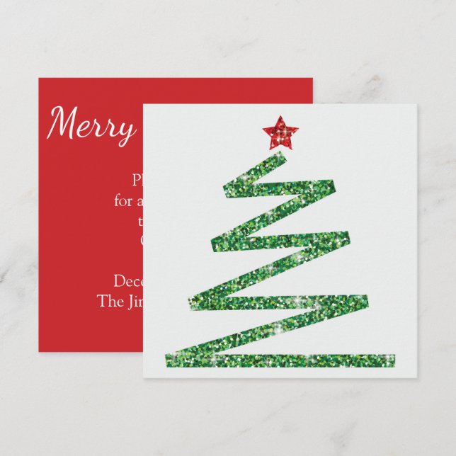 Glitter Christmas tree Invitation (Front/Back)
