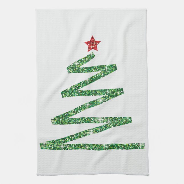 Glitter Christmas tree Kitchen Towel (Vertical)
