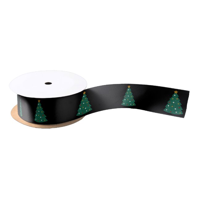 Glitter Christmas Tree Satin Ribbon (Spool)