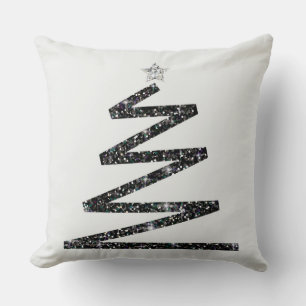 Glitter Christmas tree Throw Pillow