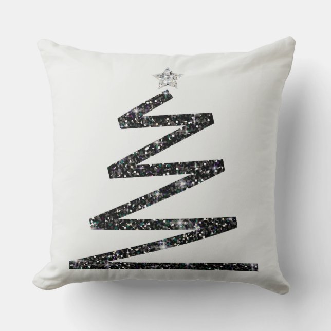 Glitter Christmas tree Throw Pillow (Front)