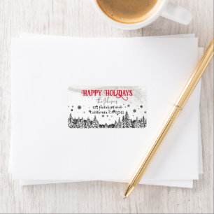 Glitter Christmas Trees Happy Holidays Label