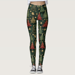 Glitter Christmas Trees & Stars (1) Leggings