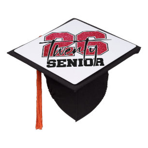 Glitter Class of 2026 Senior Typography Design Graduation Cap Topper