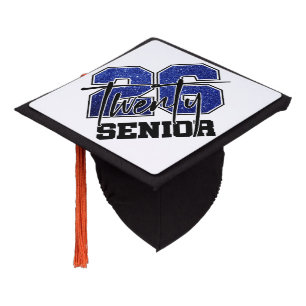 Glitter Class of 2026 Senior Typography Design Graduation Cap Topper
