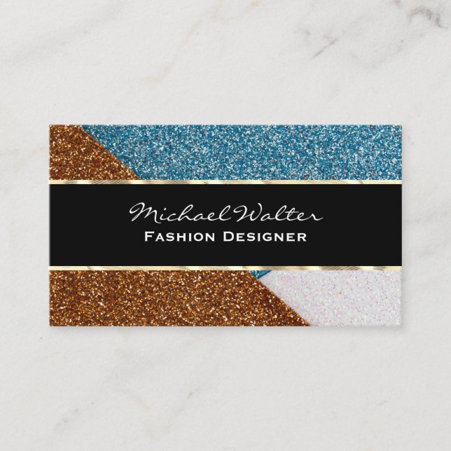 Glitter Colour Block Business Card (Front)