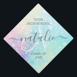 Glitter Colourful Glamourous Pretty Pattern Graduation Cap Topper<br><div class="desc">Aesthetic pretty chic bokeh glitter background in beautiful pastel colours,  that you can personalize with your custom monogram and/or name.</div>