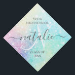 Glitter Colourful Glamourous Pretty Pattern Graduation Cap Topper<br><div class="desc">Aesthetic pretty chic bokeh glitter background in beautiful pastel colours,  that you can personalize with your custom monogram and/or name.</div>