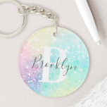 Glitter Colourful Glamourous Pretty Pattern Keychain<br><div class="desc">Aesthetic pretty chic bokeh glitter background in beautiful pastel colours,  that you can personalize with your custom monogram and/or name.</div>