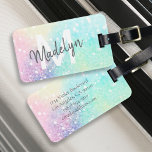 Glitter Colourful Glamourous Pretty Pattern Luggage Tag<br><div class="desc">Aesthetic pretty chic bokeh glitter background in beautiful pastel colours,  that you can personalize with your custom monogram and/or name.</div>