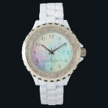 Glitter Colourful Glamourous Pretty Pattern Watch<br><div class="desc">Aesthetic pretty chic bokeh glitter background in beautiful pastel colours, that you can personalize with your custom monogram and/or name.</div>
