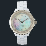 Glitter Colourful Glamourous Pretty Pattern Watch<br><div class="desc">Aesthetic pretty chic bokeh glitter background in beautiful pastel colours,  that you can personalize with your custom monogram and/or name.</div>