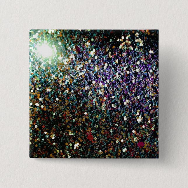 Glitter comet & stars 2 inch square button (Front)