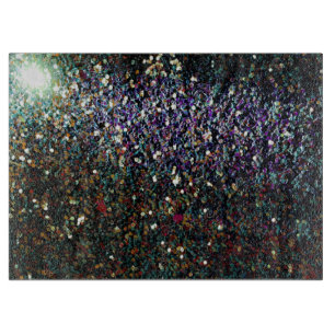 Glitter comet & stars cutting board