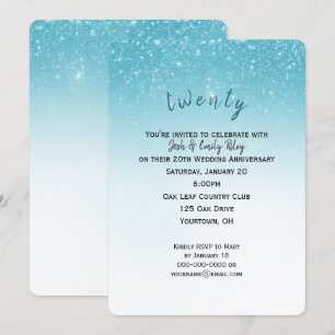 glitter confetti 20th wedding anniversary invitation