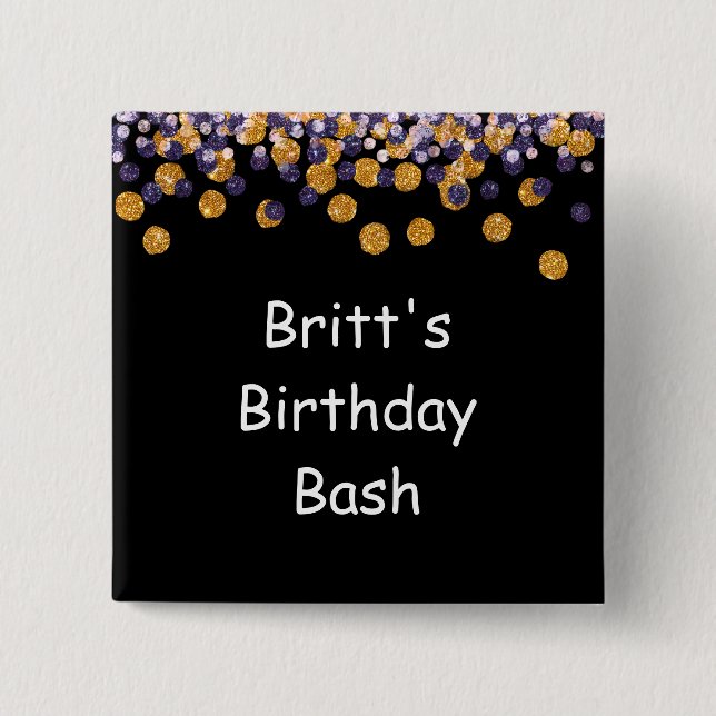 Glitter Confetti 2 Inch Square Button (Front)