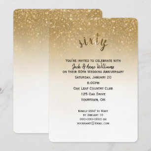 glitter confetti 60th wedding anniversary invitation