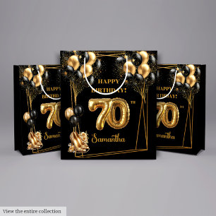 Glitter Confetti 70th Birthday Personalized Medium Gift Bag
