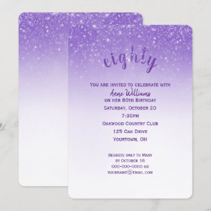 Glitter Confetti 80th Birthday Party Invitation
