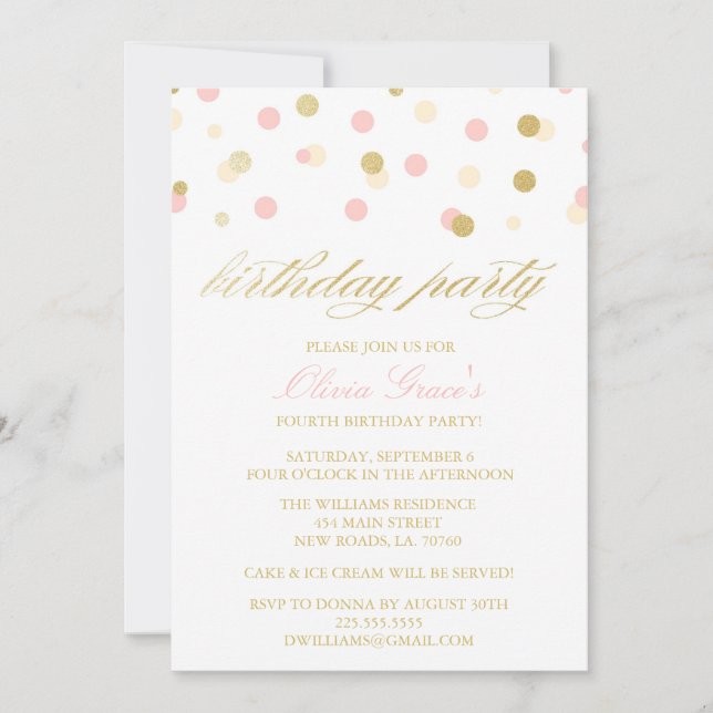 Glitter Confetti Birthday Invitations (Front)