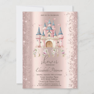 Glitter Confetti Frame Chic Castle Baby Shower Invitation