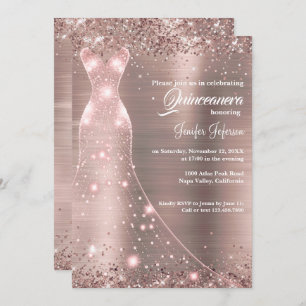 Glitter confetti Quinceanera Invitation