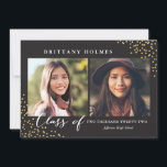 Glitter Confetti Sprinkle 2 Photo Graduation White Invitation<br><div class="desc"></div>