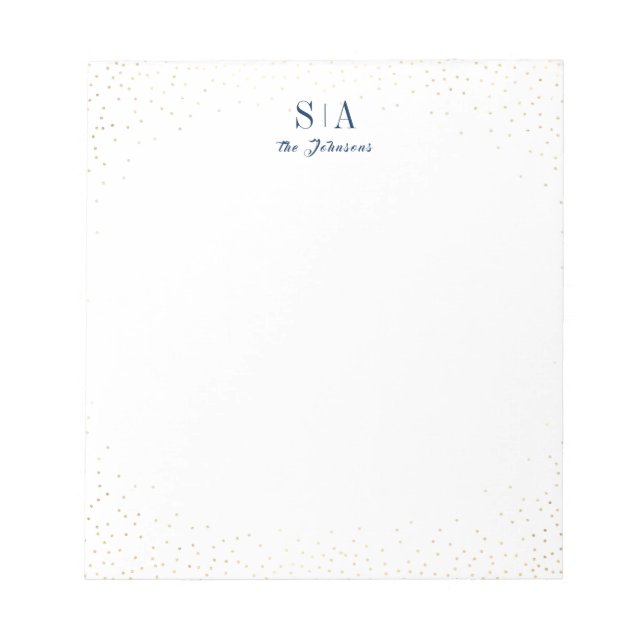 Glitter couple's monogram personalized Stationery Notepad (Front)