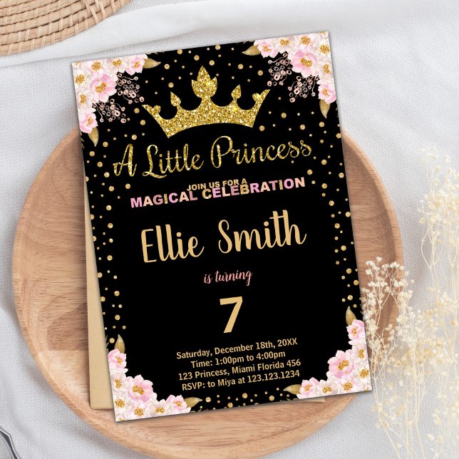 Glitter Crown Purple Princess Birthday Invitations (Glitter Crown Purple Princess Birthday Invitations)