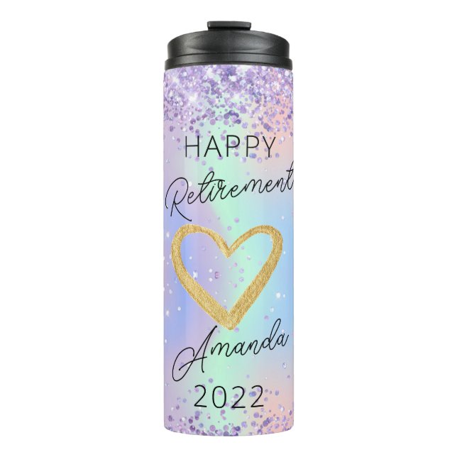 Glitter Custom Retirement Gift For Her Thermal Tum Thermal Tumbler (Front)
